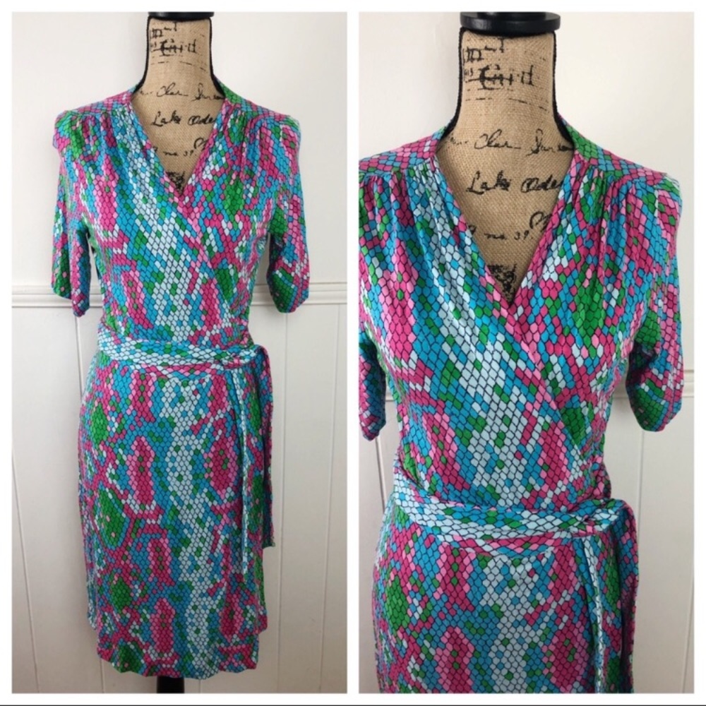 Lilly Pulitzer Colorful Pink, Blue Wrap Dress